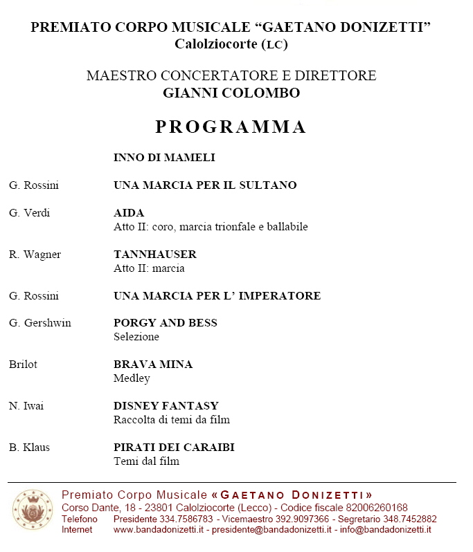 Programma 29 luglio 2010
